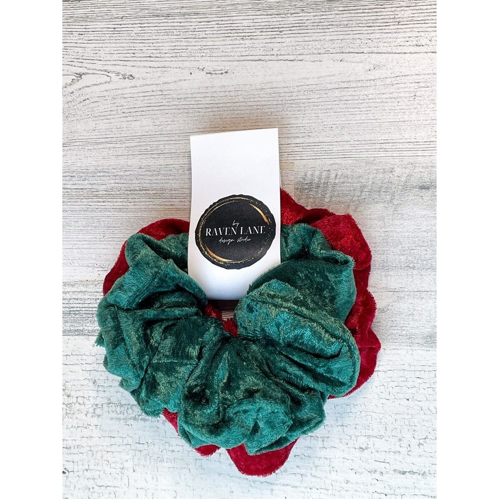 Red & Green 2 Pack Scrunchie | Big Scrunchies Fashion Hair Ties Medium Volume